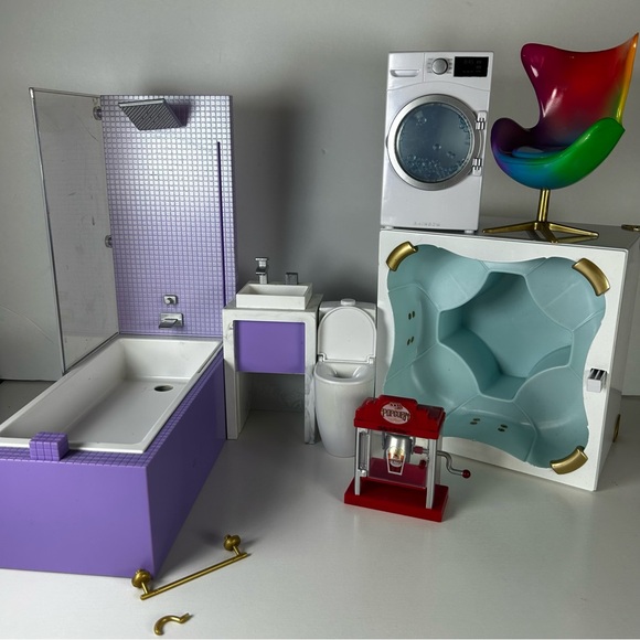 Rainbow High Doll House Bathroom with Tub & Sink Toilet More 2021 Fits 12" Dolls - Picture 6 of 6